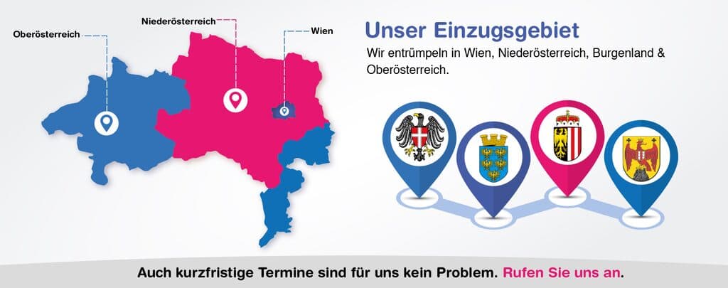 Einzugsgebiet Entrümpelung Wien, Niederösterreich und Umgebung